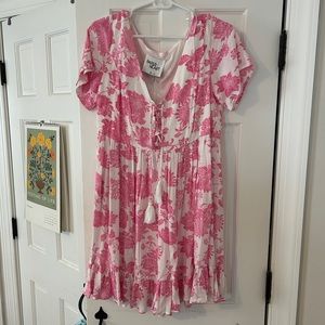 Paper heart pink and white floral dress